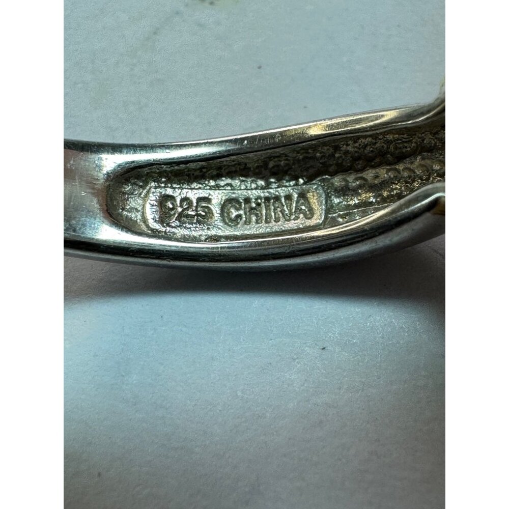 Estate Vermeil Sterling Silver CZ Statement Engagement Ring Size 10, 4.8g Vintag - Picture 5 of 8